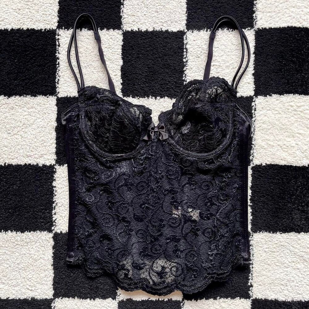 Victoria’s Secret Gold Label Black Lace Bustier 36B